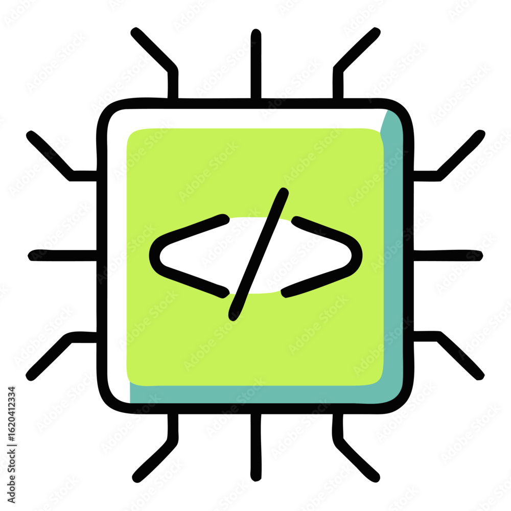 Obraz premium Microchip with code symbol representing technology and programming isolated on white background