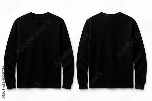 Wallpaper Mural Minimalist black long sleeve shirt front and back view mockup for custom designs and branding, sleek and modern Torontodigital.ca