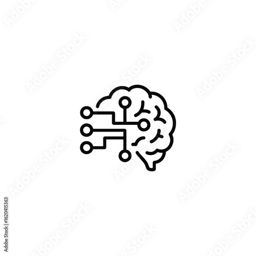 Brain With Neural Network Circuit Icon
