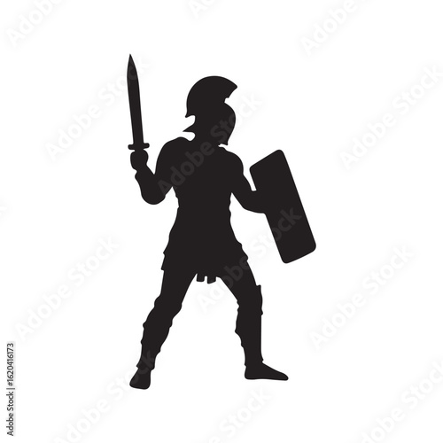 Gladiator silhouette vector flat illustration design on white background