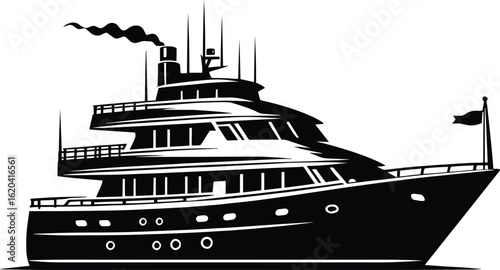 Modern minimal ship boat silhouette vector illustration isolated on a white background