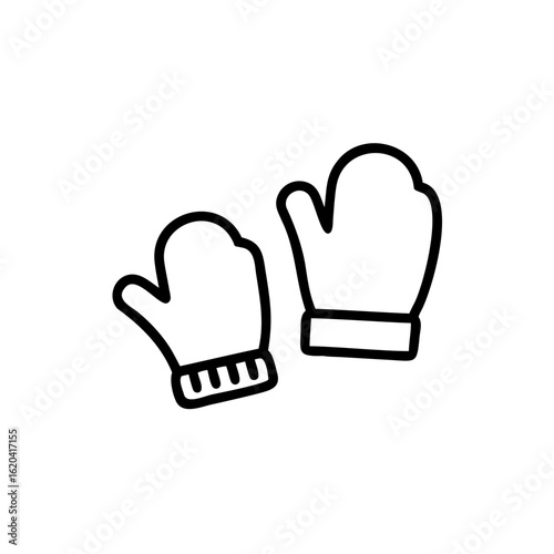 Outline two mittens on gloves winter