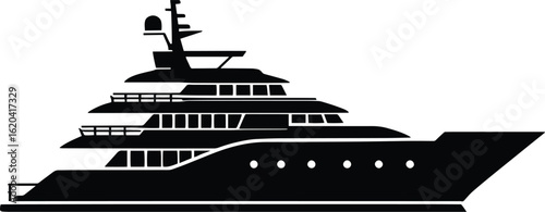 Modern minimal ship boat silhouette vector illustration isolated on a white background