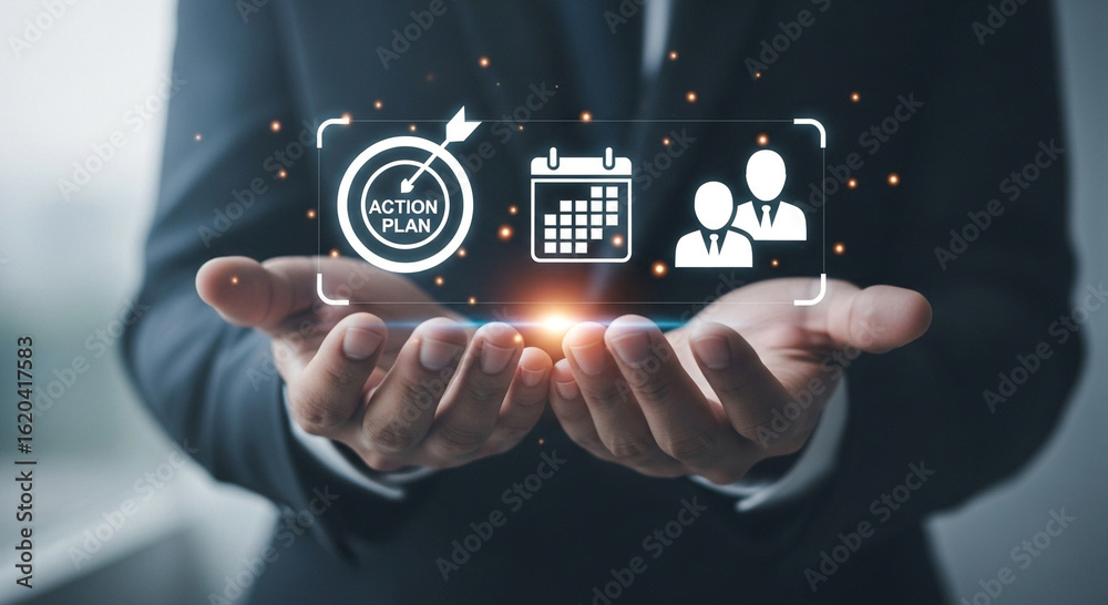 Fototapeta premium Achieve goals with strategic planning and team collaboration visualization