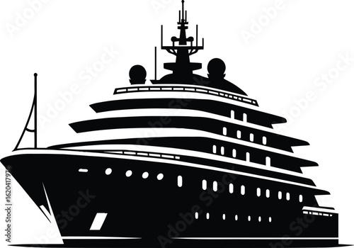 Modern minimal ship boat silhouette vector illustration isolated on a white background