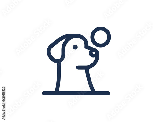 Playful Dog Catching a Ball Modern Line Art
