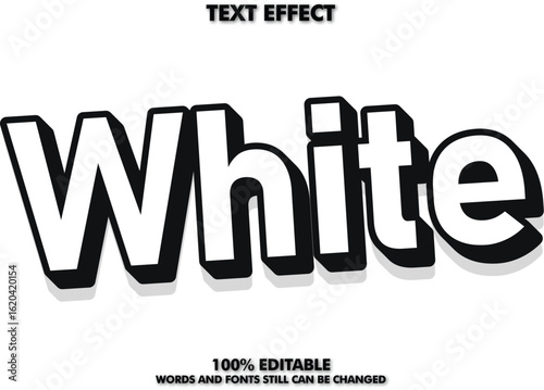 Bold white text effect with black outline and shadow on white background