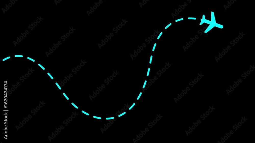 plane route animation. Airplane flight path animation, travel route map ...
