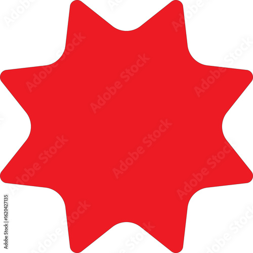 Red bursting star shape graphic design element on a black background