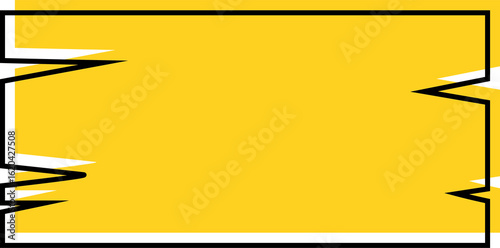 Distressed yellow background banner with jagged edges and black border