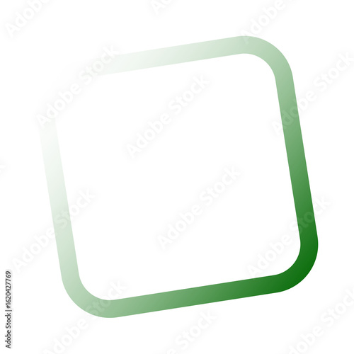 Abstract green square shape with rounded edges on a black background style