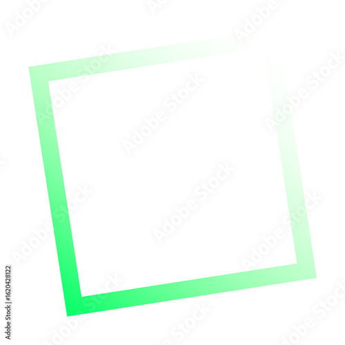 Abstract bright green square shape with a modern neon glow effect