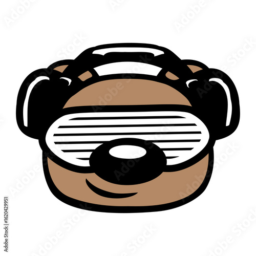 Bear Teddy DJ Slits Sunglasses Headphones Party Music Club
