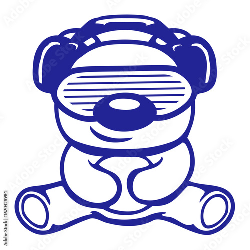Bear Teddy DJ Slits Sunglasses Headphones Party Music Club