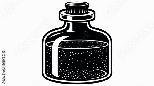 Vintage medicine bottle silhouette with dark liquid classic apothecary design