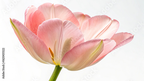pink tulips on white background