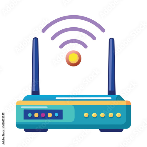 Modern wi fi router with antennas for wireless internet connection isolated on white background