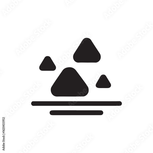 Falling Rocks or Landslide Hazard Warning Icon – Vector Illustration