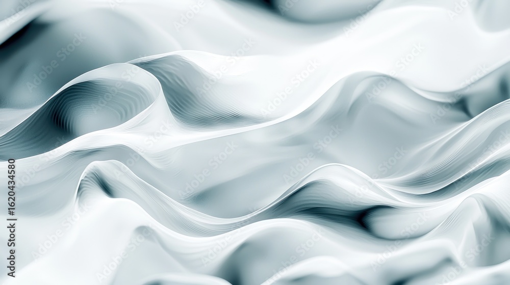 Obraz premium Abstract Silver Waves: A Digital Masterpiece of Fluid, Dynamic Forms