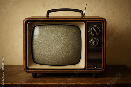 vintage retro black and white television, AI Generation