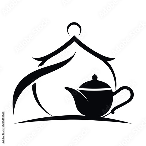 Tea house logo vector illustration.

