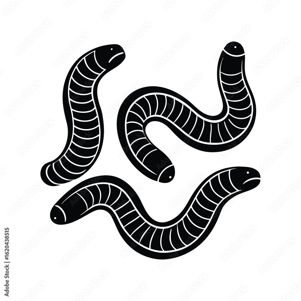 Fototapeta premium Gummy Worms silhouette vector art illustration with white background