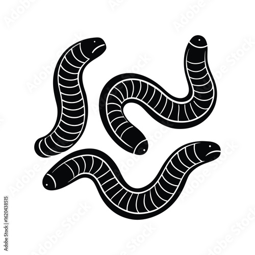 Gummy Worms silhouette vector art illustration with white background