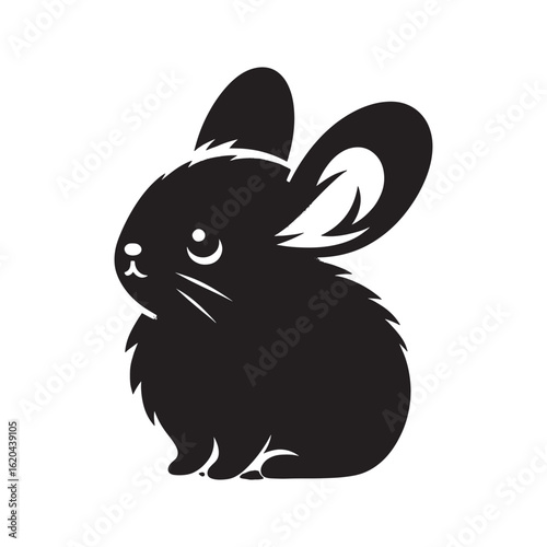 Tribal American Pika Silhouette with Swirls Curved Lines and Cutout Patterns Clean Black Animal Design for Cricut and Sublimation