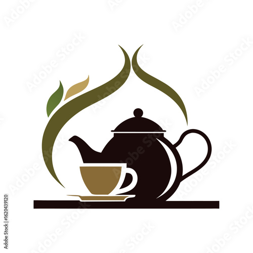 Tea house logo vector illustration.
