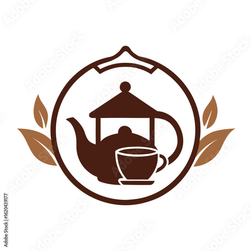  Tea house logo vector illustration.