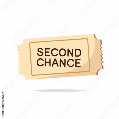 Ticket with text 'Second Chance' in flat design style  