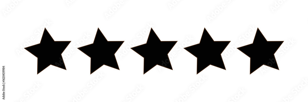 Set of five star icon collection. Yellow and black star symbol. Vector Illustration. Set of five star icon collection. Yellow and black star symbol. Vector Illustration.