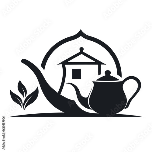 Tea house logo vector illustration.
