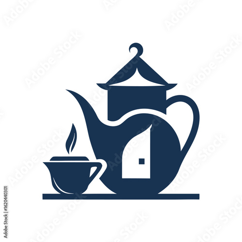 Tea house logo vector illustration.
