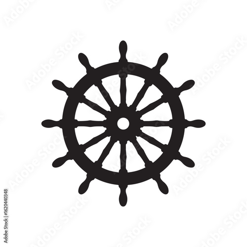 Ship steering wheel silhouette vector flat illustration design