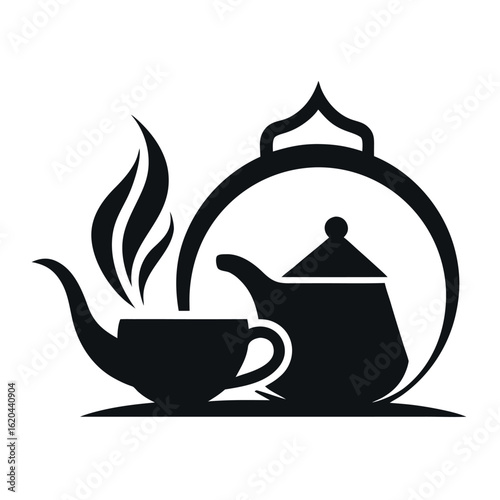 Tea house logo vector illustration.
