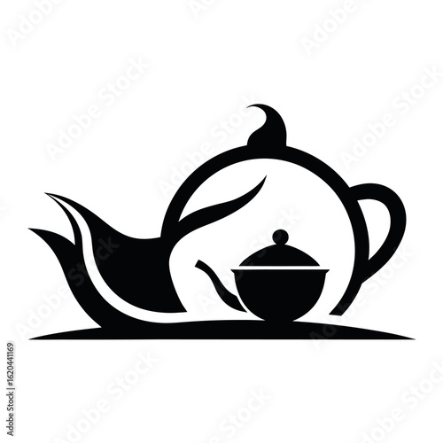 Tea house logo vector illustration.
