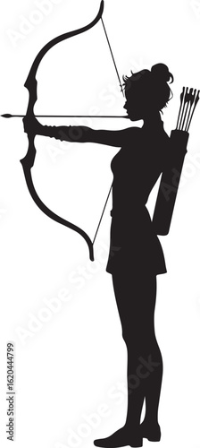 Archer aiming bow and arrow quiver full of arrows archery