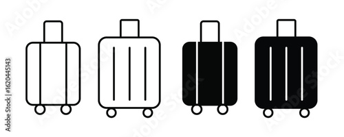 Travel bag icon set vector. suitcase, bag, luggage, baggage symbol