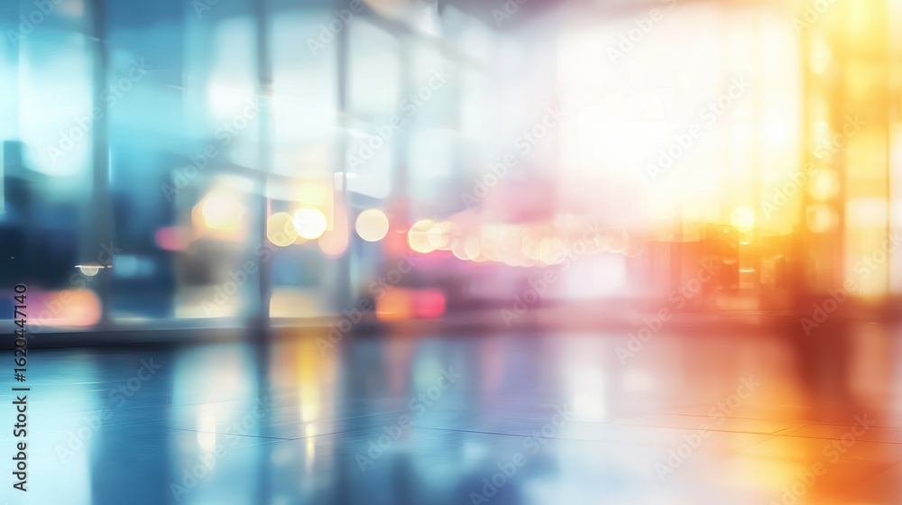 Fototapeta premium Abstract Cityscape at Dusk: Blurry Lights and Reflections