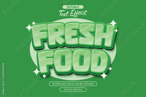 Fresh food editable text effect with green text style 