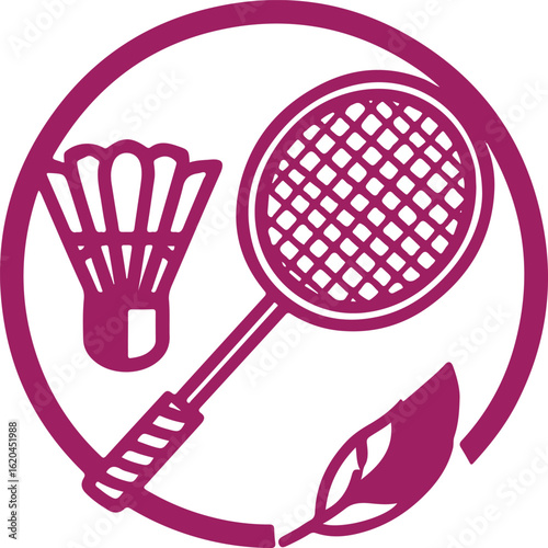 Badminton racket shuttlecock and feather icon sport