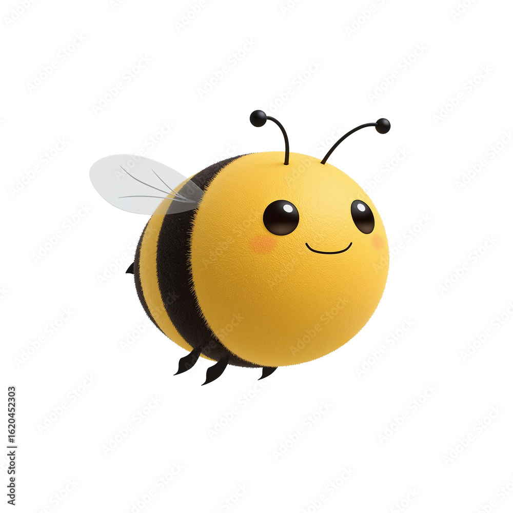Obraz premium Charming cartoon bee character design with joyful expression and transparent isolated atmosphere