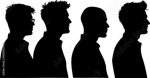 Silhouette of Bald Man with Toothpick in Mouth | Vector Illustration