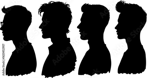 Silhouette of Bald Man with Toothpick in Mouth | Vector Illustration