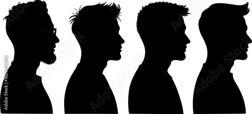 Silhouette of Bald Man with Toothpick in Mouth | Vector Illustration