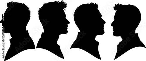 Silhouette of Bald Man with Toothpick in Mouth | Vector Illustration