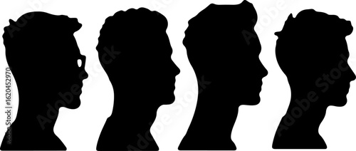 Silhouette of Bald Man with Toothpick in Mouth | Vector Illustration