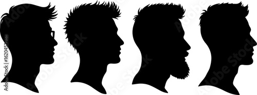 Silhouette of Bald Man with Toothpick in Mouth | Vector Illustration