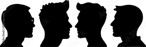 Silhouette of Bald Man with Toothpick in Mouth | Vector Illustration